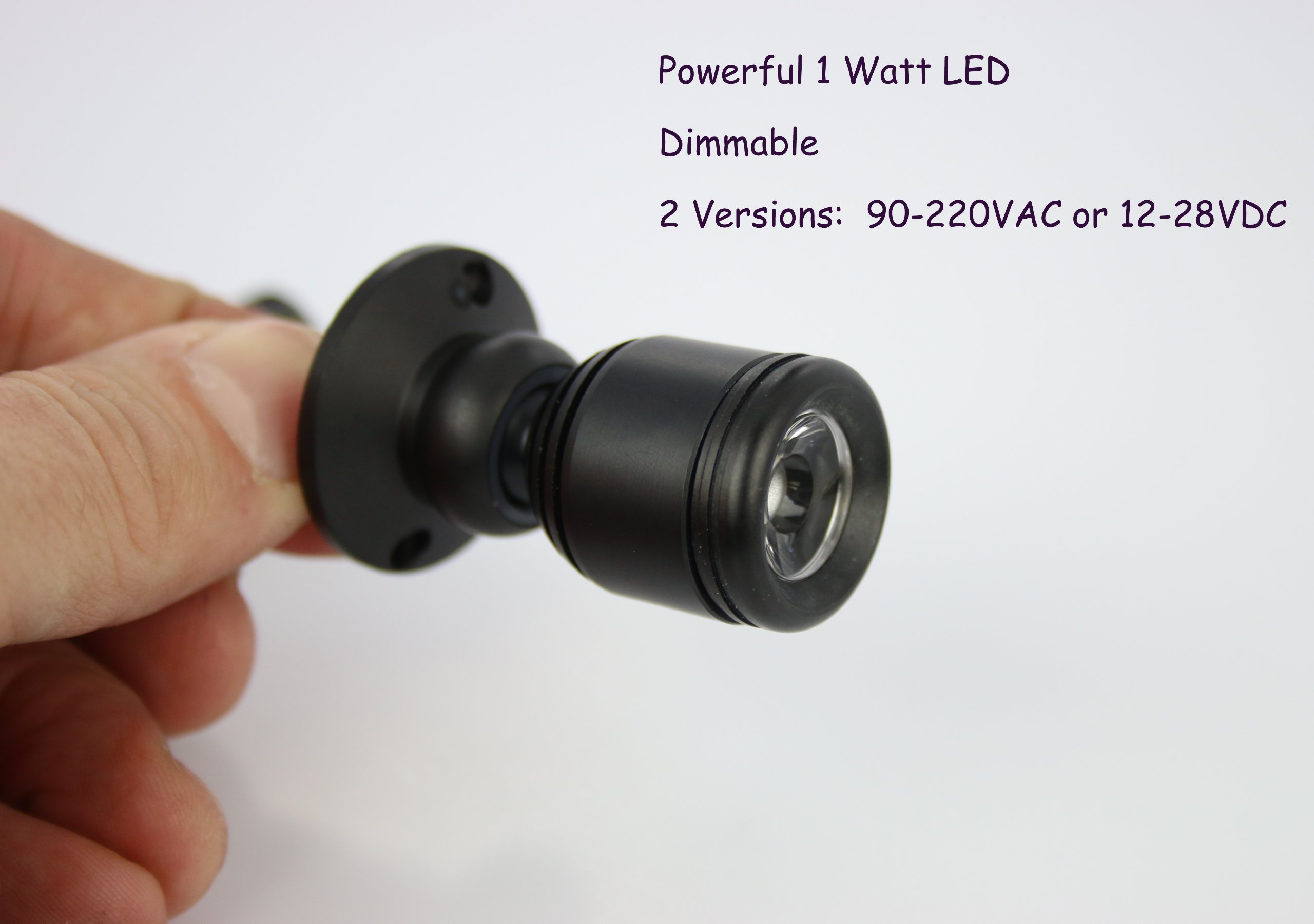 Micro Pivoting LED Spotlight - 1 Watt High Power LED Lamp - Tiny Size, Cool White LED, 12 to 28VDC