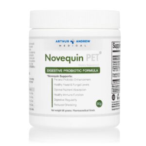 Arthur Andrew Medical, Novequin PET, Digestive Probiotic Formula for Pets, Prebiotics, Probiotics, and Enzymes, Non-GMO, 90 Grams (90 Servings)