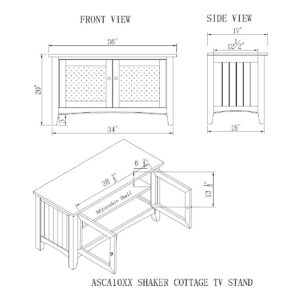 Alaterre Furniture Shaker Cottage 36" TV Stand, Cherry