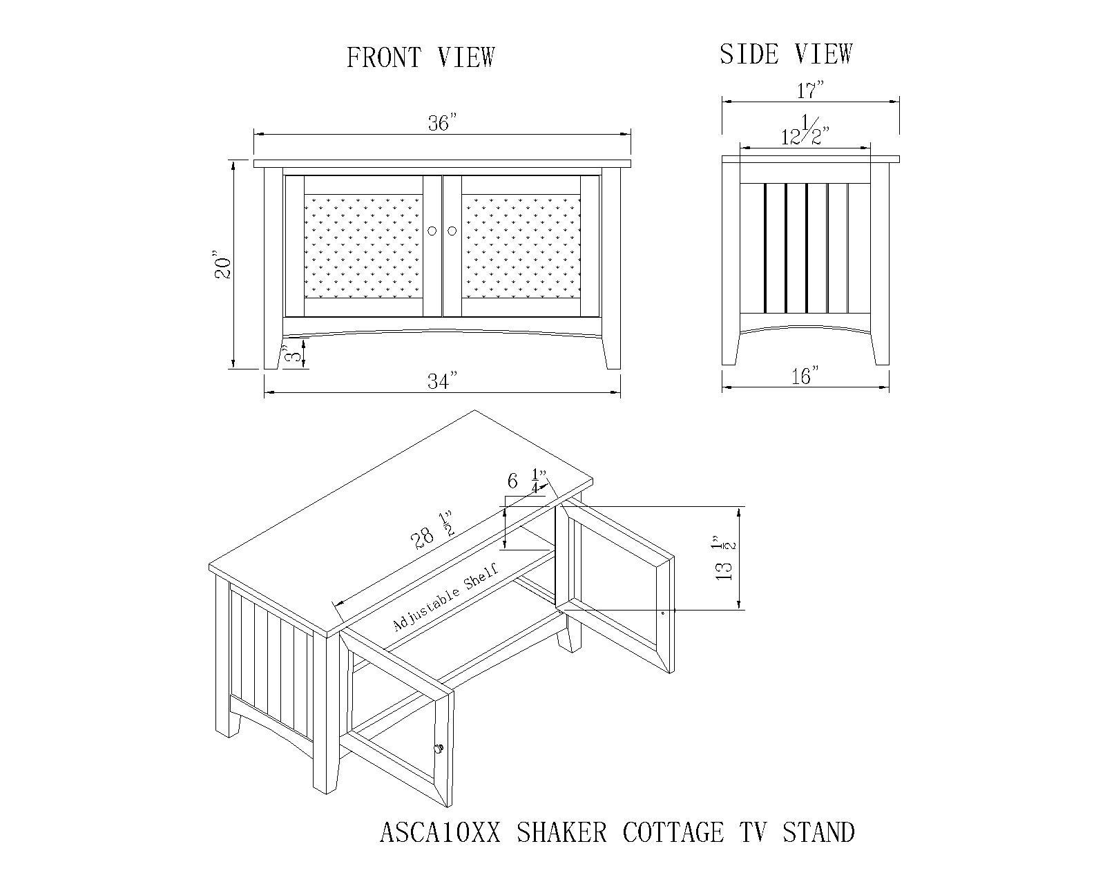 Alaterre Furniture Shaker Cottage 36" TV Stand, Cherry