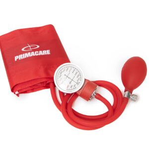 Primacare DS-9181-RD Professional Aneroid Sphygmomanometer and Sprague Rappaport Stethoscope, Manual Blood Pressure Kit with Cuff and Carrying Case, Red