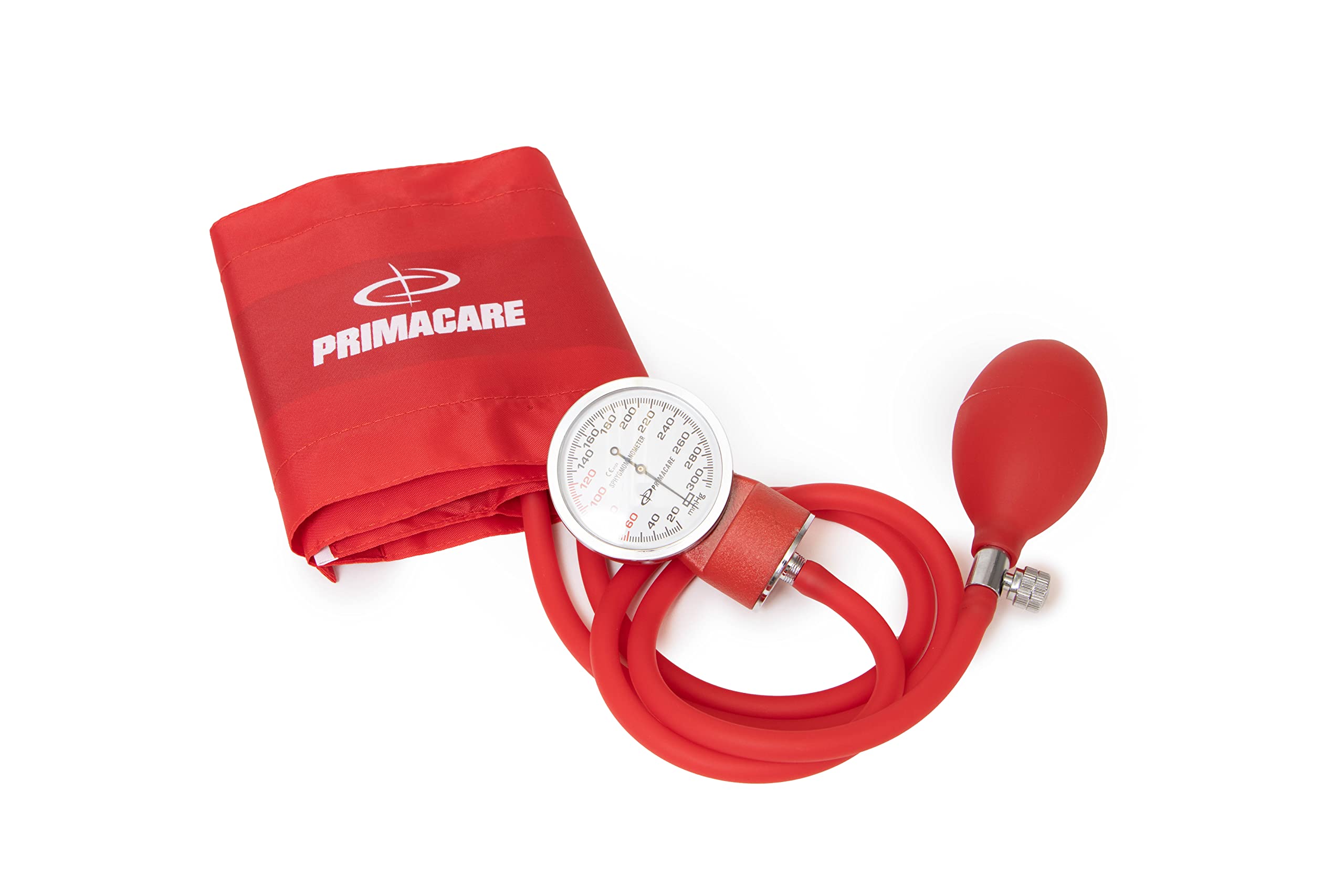 Primacare DS-9181-RD Professional Aneroid Sphygmomanometer and Sprague Rappaport Stethoscope, Manual Blood Pressure Kit with Cuff and Carrying Case, Red