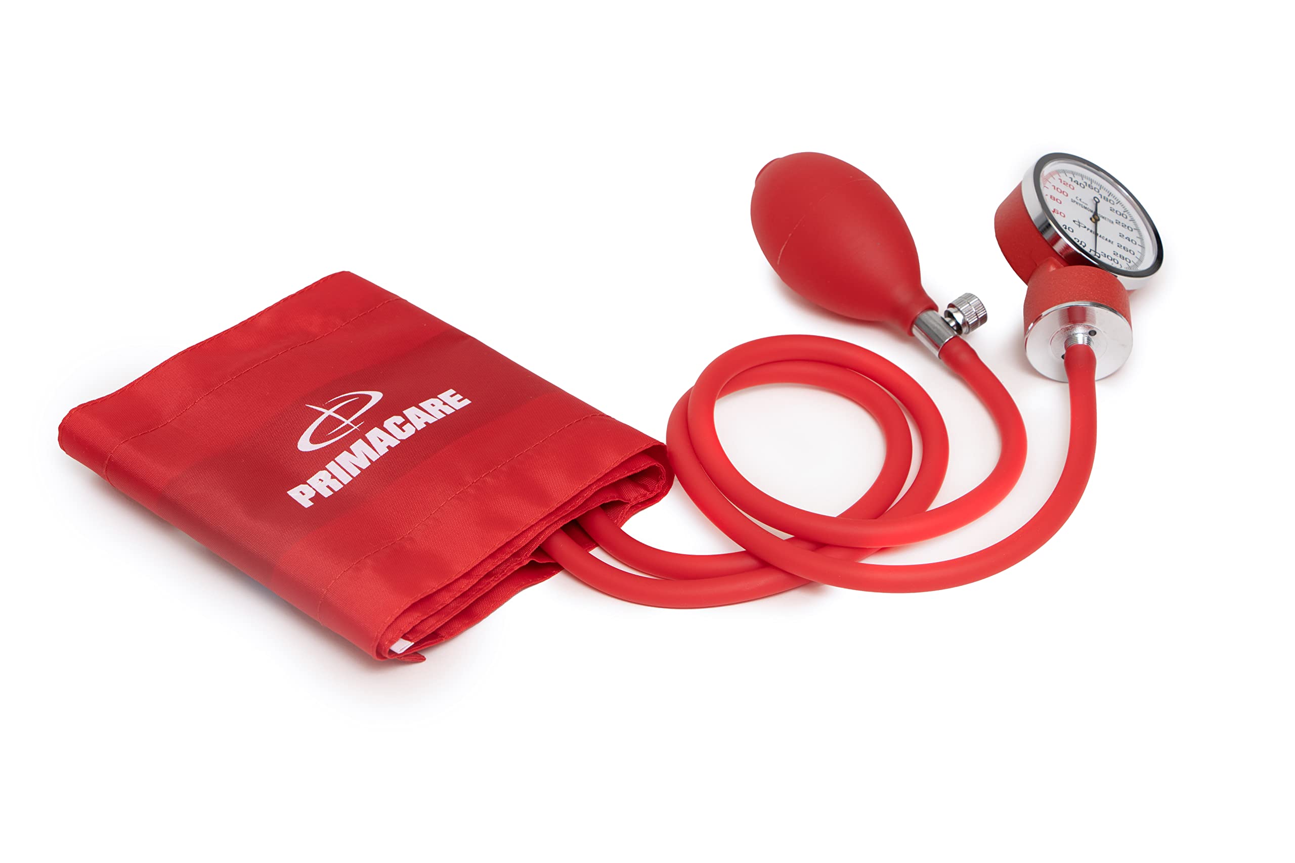 Primacare DS-9181-RD Professional Aneroid Sphygmomanometer and Sprague Rappaport Stethoscope, Manual Blood Pressure Kit with Cuff and Carrying Case, Red