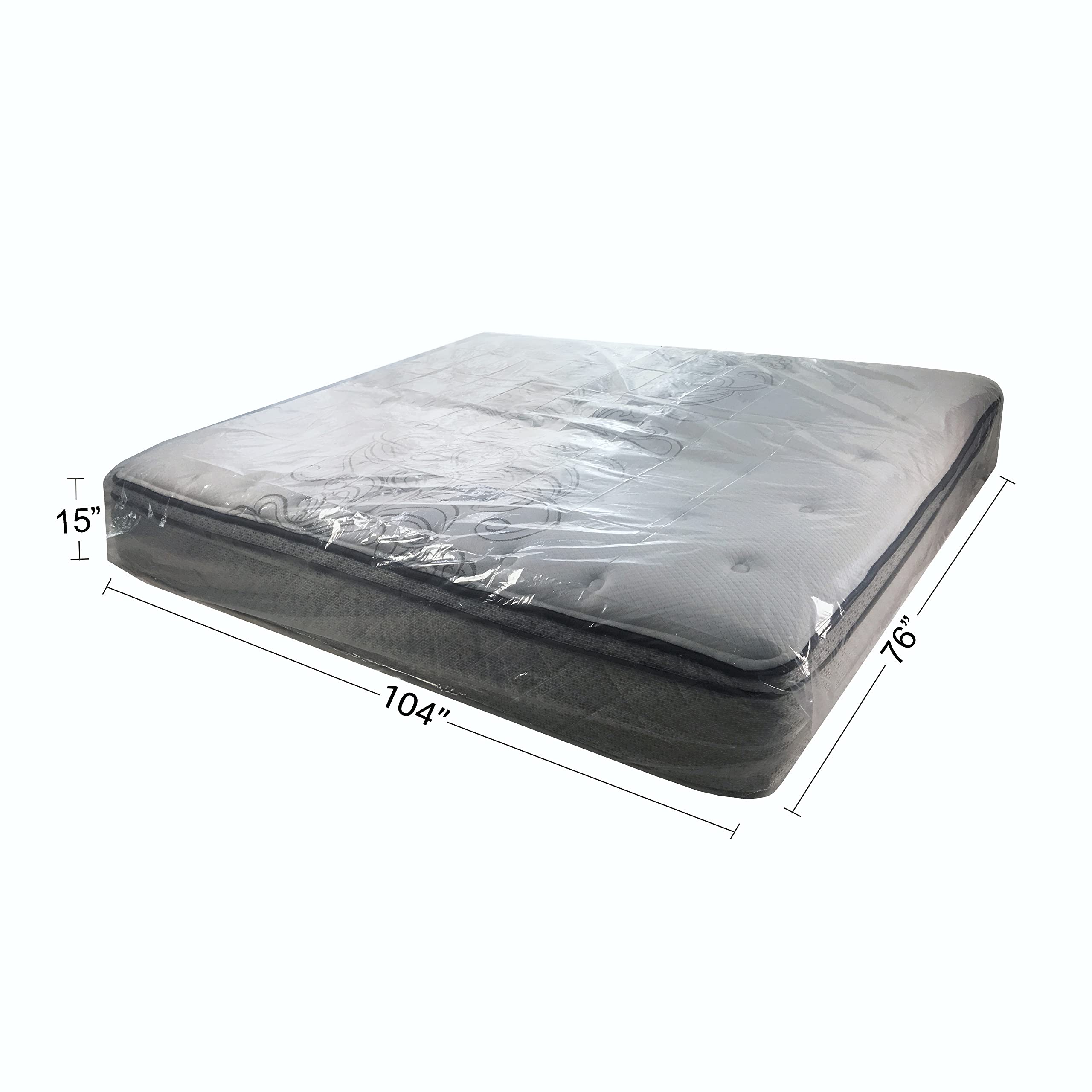 Uboxes King Mattress Poly Covers, 76 x 15 x 104 inch, 2 Pack