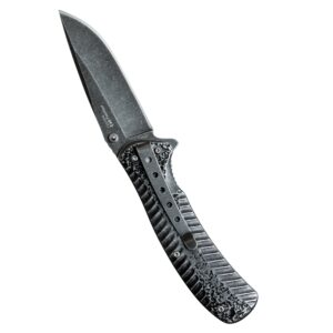 Kershaw Starter Folding Pocket Knife (1301BW); 4Cr14 Steel Blade With Black-Oxide BlackWash Finish, SpeedSafe Assisted, Single-Position Deep Carry Clip; 3.5 oz., 3.5 In. Blade, 7.9 In. Overall Length