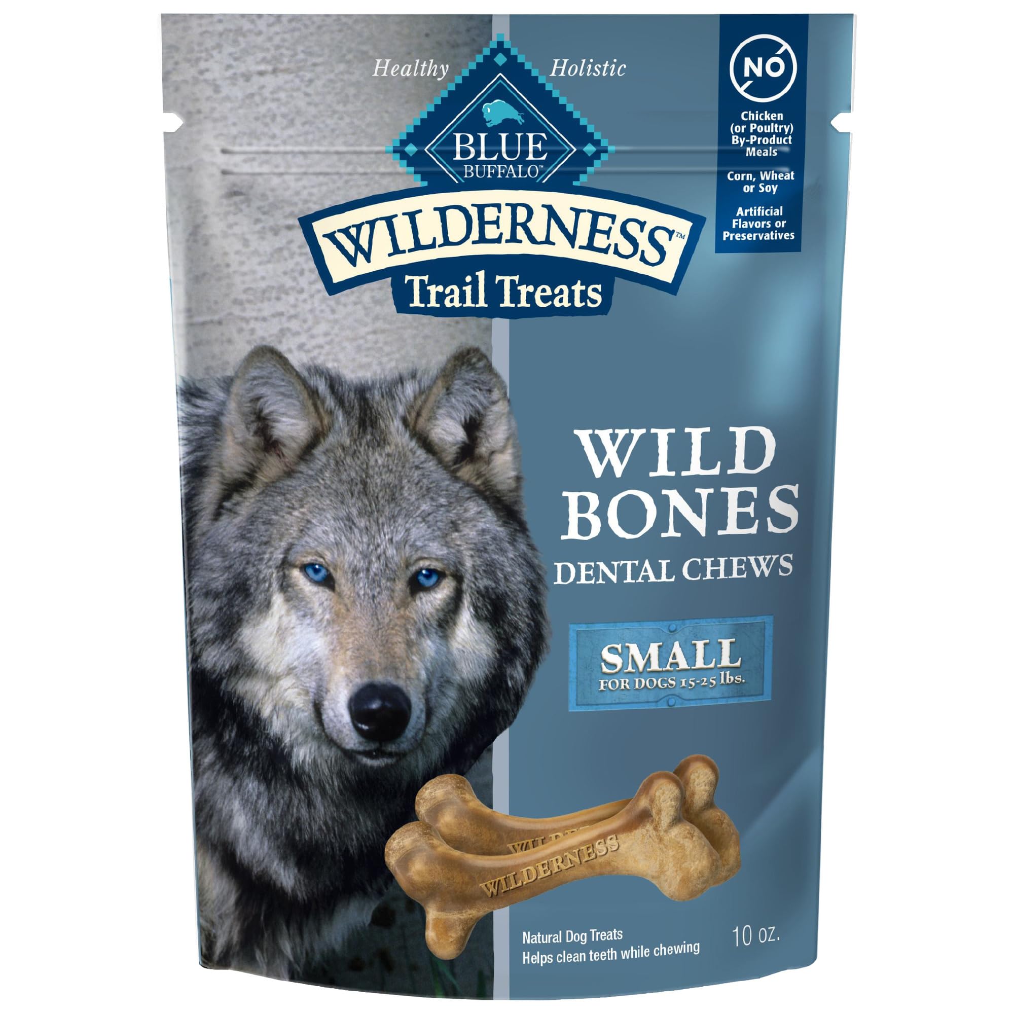 Blue Buffalo Wilderness Wild Bones Grain-Free Dental Chews Dog Treats, Small, 10-oz Bag