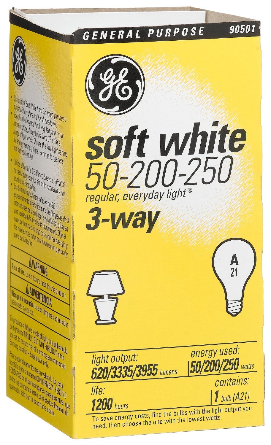 GE Lighting 97482 3 Way 50 200 250 Incandescent Light Bulb Soft White