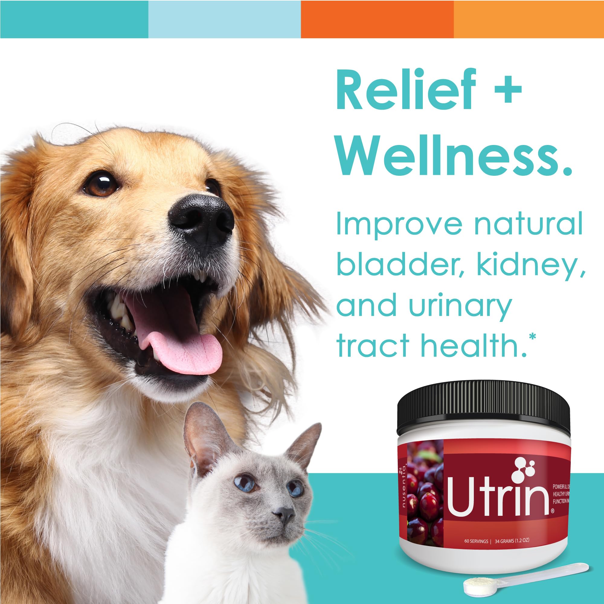 UTRIN - Urinary Support for Cats & Dogs - Dual-Action Cranberry & D-Mannose - for Natural Bladder Health, Incontinence, and Recurring UTI, 60 Servings