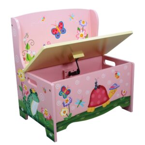 Fantasy Fields Magic Garden Kids Toy Box with Bench Seat, Toy Storage Chest for Kids, Pink