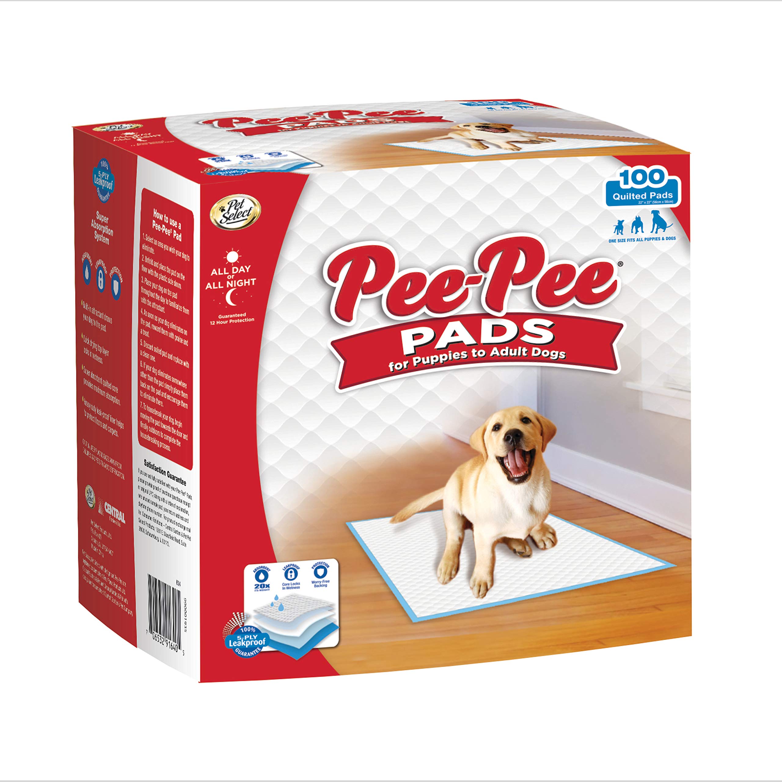 Four Paws Pet Select Pee Pee Pads for Dogs and Puppies 100 Count Standard: 22" x 22"