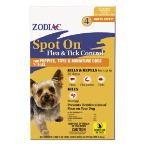 zodiac spot on flea & tick control puppies, toys and miniature dogs 7-15 lbs 4 pack