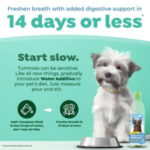 TropiClean Fresh Breath Plus Prebiotics for Digestive Support | Dog Breath Water Additive | Dental Care | Dog Breath Freshener | Simple Pet Teeth Cleaning | Made in USA | 16 oz