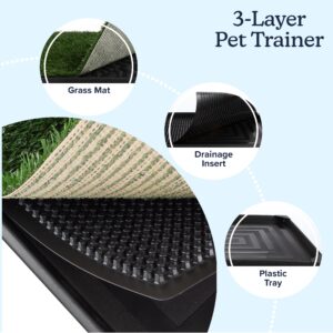 Artificial Grass Puppy Pee Pad for Dogs and Small Pets - 16x20 Reusable 3-Layer Training Potty Pad with Tray - Dog Housebreaking Supplies by PETMAKER