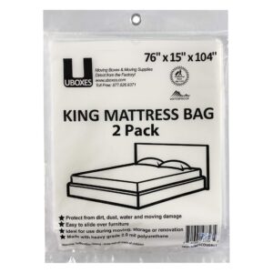 uboxes king mattress poly covers, 76 x 15 x 104 inch, 2 pack