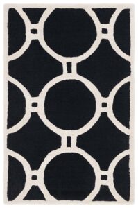 safavieh cambridge collection accent rug - 2' x 3', black & ivory, handmade moroccan wool, ideal for high traffic areas in entryway, living room, bedroom (cam145e)