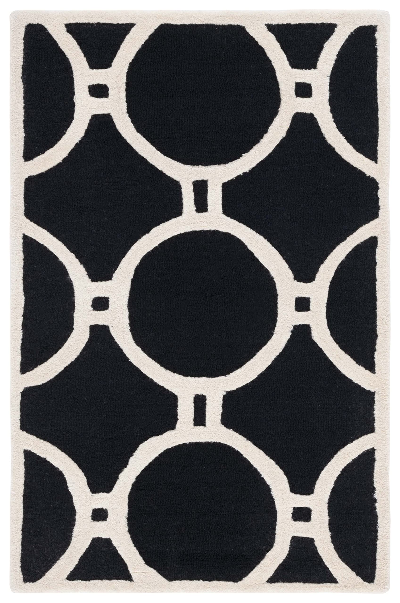 SAFAVIEH Cambridge Collection Accent Rug - 2' x 3', Black & Ivory, Handmade Moroccan Wool, Ideal for High Traffic Areas in Entryway, Living Room, Bedroom (CAM145E)