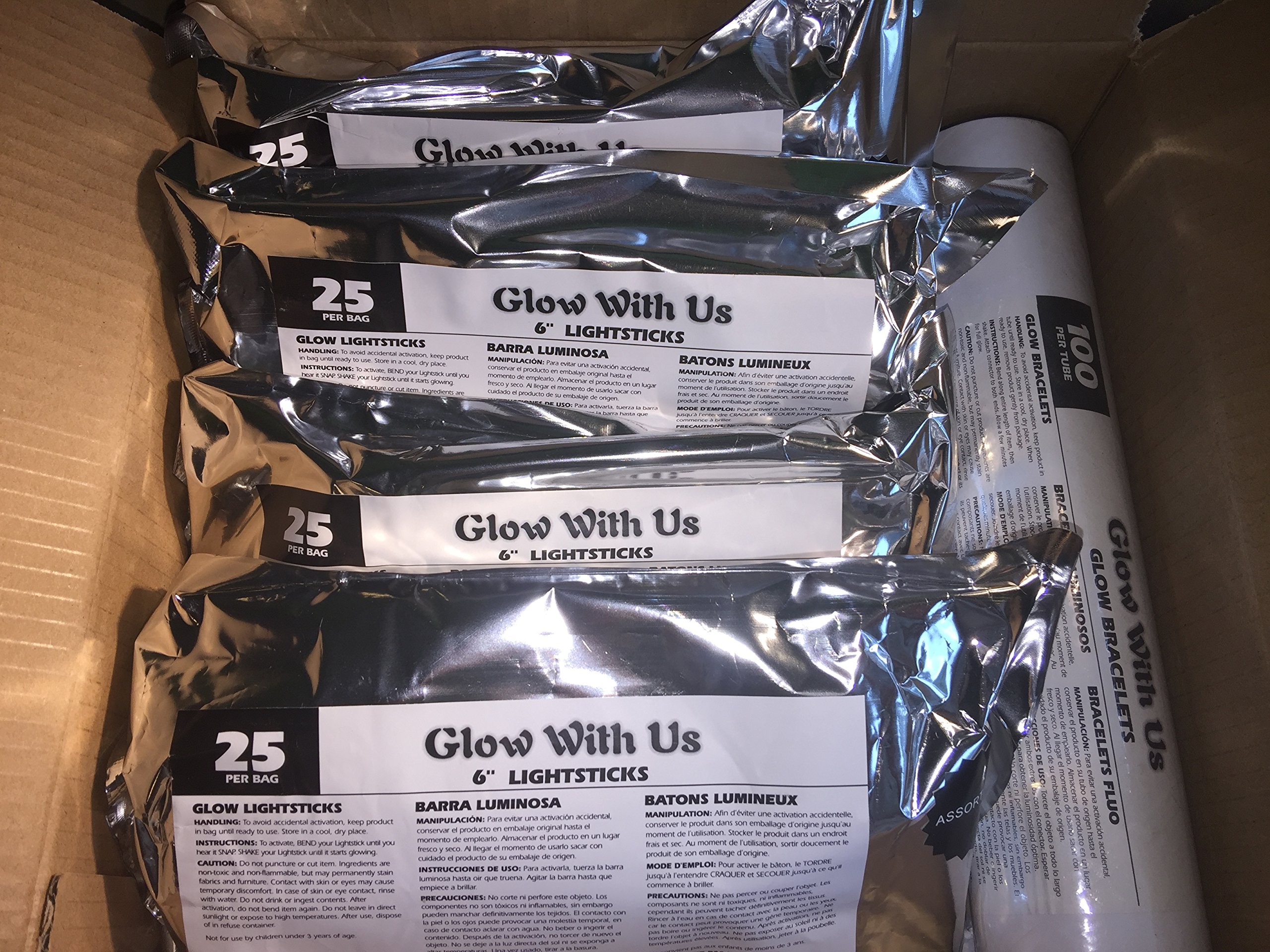 Glow Sticks Bulk Wholesale, 100 6” Industrial Grade Orange Light Sticks. Bright Color, Glow 12-14 Hrs, Safety Glow Stick with 3-Year Shelf Life, GlowWithUs Brand