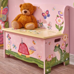 Fantasy Fields Magic Garden Kids Toy Box with Bench Seat, Toy Storage Chest for Kids, Pink