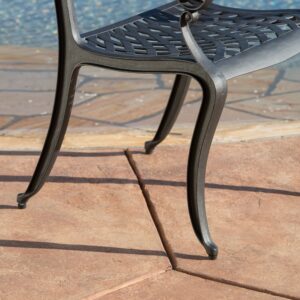 Christopher Knight Home Hallandale Cast Aluminum Outdoor Dining Set, 5-Pcs Set, Black Sand