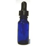 1/2 Oz (15 ml) Blue Boston Round Glass Bottle w/Dropper - Pack of 6