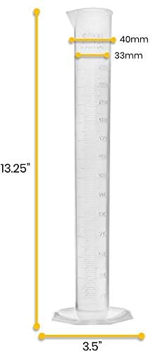 EISCO Graduated Cylinder, 250mL - Class B Tolerance - Octagonal Base - Polypropylene Plastic - Industrial Quality, Autoclavable