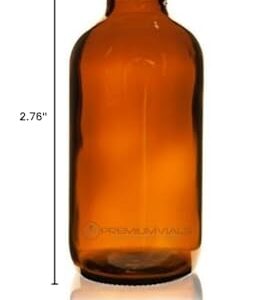 4 Oz (120 ml) Amber Boston Round Glass Bottle w/Cap - Pack of 6