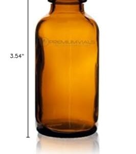 1 Oz (30 ml) Amber Boston Round Glass Bottle w/Poly Seal Cone Cap - Pack of 24