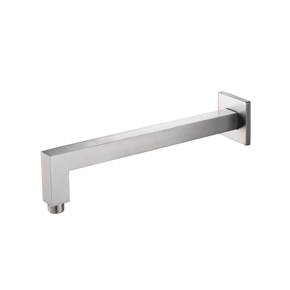 Isenberg HS1001SABN Wall Mount Square Shower Arm - 12" (300mm) - With Flange - Brushed Nickel PVD