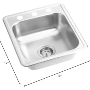 PROFLO PFSR171962 PROFLO PFSR171962 Bealeton 17" Rectangular Stainless Steel Drop In Bar Sink with 2 Faucet Holes at 4" Centers