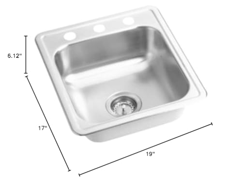 PROFLO PFSR171962 PROFLO PFSR171962 Bealeton 17" Rectangular Stainless Steel Drop In Bar Sink with 2 Faucet Holes at 4" Centers