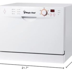 Magic Chef MCSCD6W3 6 Place Setting Countertop Dishwasher, White