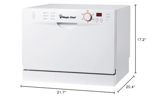 Magic Chef MCSCD6W3 6 Place Setting Countertop Dishwasher, White