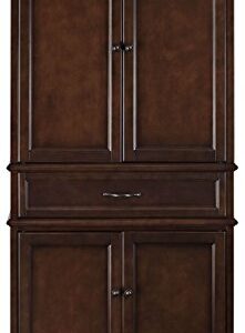 Crosley Furniture Parsons Traditional Pantry Storage Cabinet with Shelves, Kitchen, Dining, or Laundry Room, Vintage Mahogany