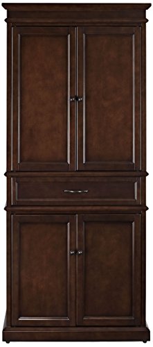 Crosley Furniture Parsons Traditional Pantry Storage Cabinet with Shelves, Kitchen, Dining, or Laundry Room, Vintage Mahogany