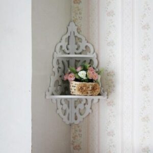 Wall shelf Creative Pastoral Corner Rack Shelf White Open Work Tip Shelf