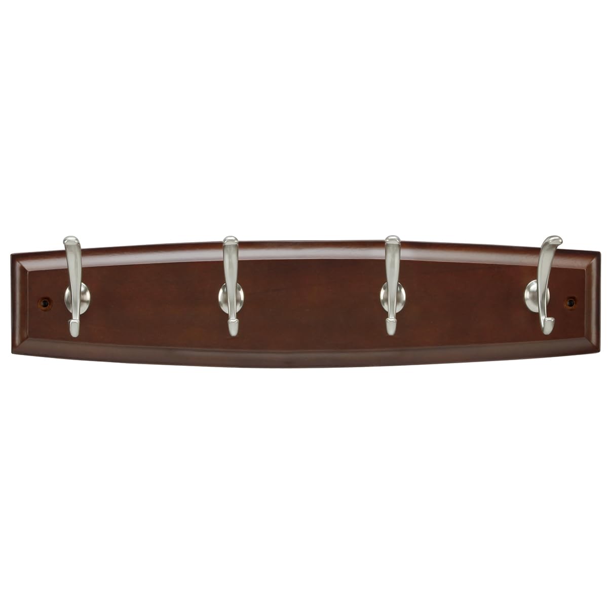 Hickory Hardware Luna Collection Hook Rail 18 Inch Long Cherry Stained with Satin Nickel Finish