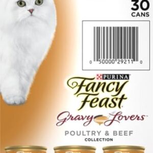 Purina Fancy Feast Gravy Lovers Poultry and Beef Grilled Gourmet Wet Cat Food Variety Pack - (Pack of 30) 3 oz. Cans