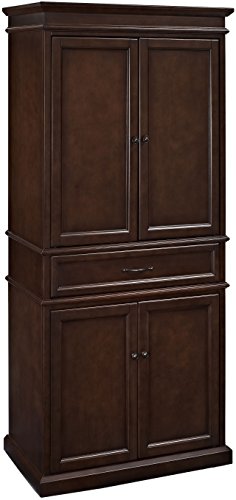 Crosley Furniture Parsons Traditional Pantry Storage Cabinet with Shelves, Kitchen, Dining, or Laundry Room, Vintage Mahogany