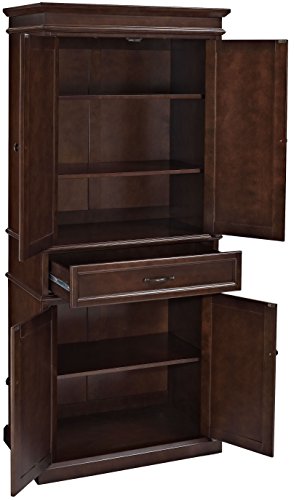 Crosley Furniture Parsons Traditional Pantry Storage Cabinet with Shelves, Kitchen, Dining, or Laundry Room, Vintage Mahogany