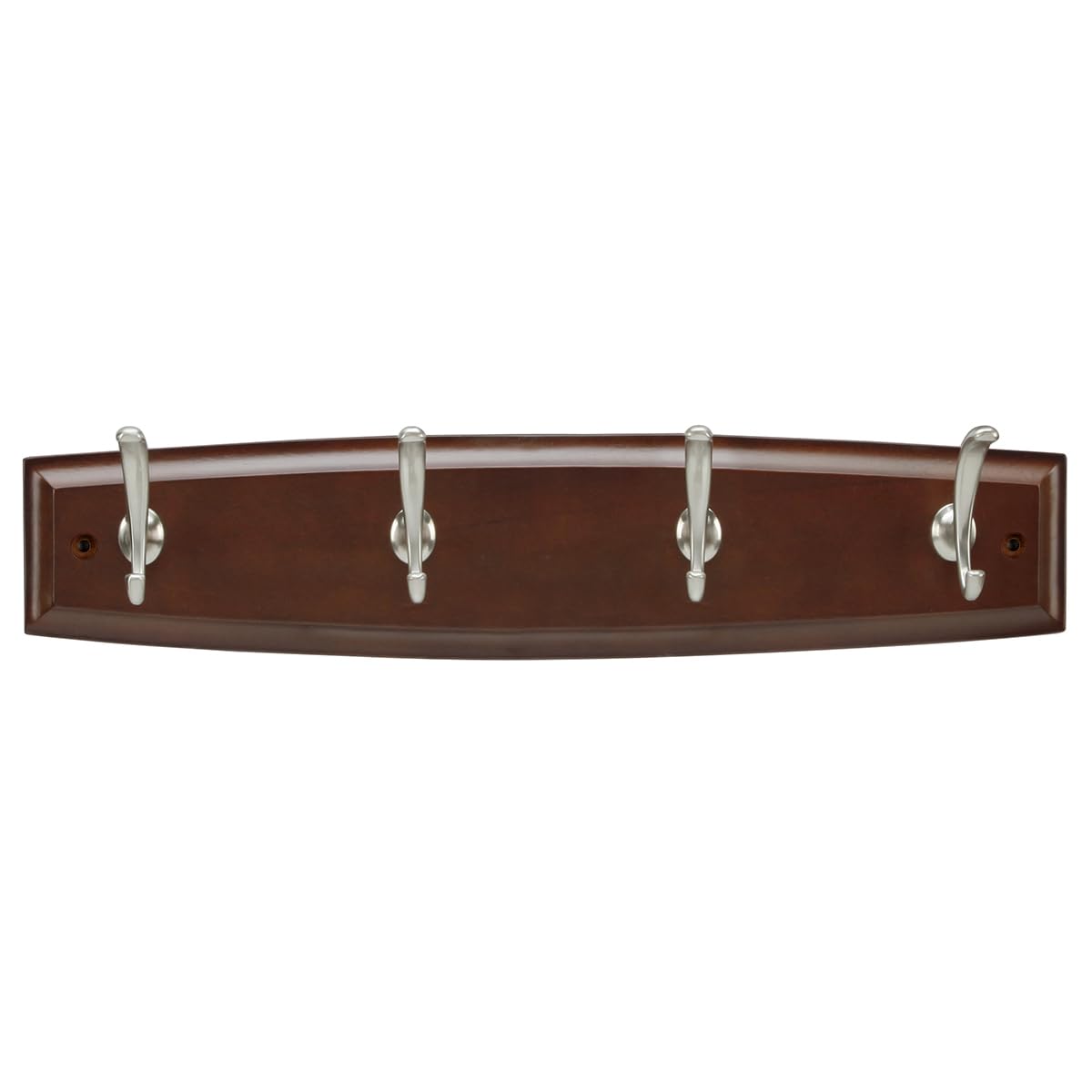 Hickory Hardware Luna Collection Hook Rail 18 Inch Long Cherry Stained with Satin Nickel Finish