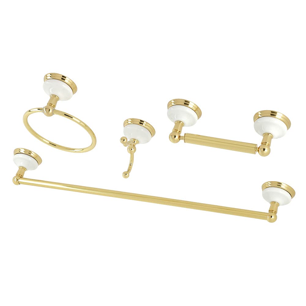 Kingston Brass BAK1111478PB Victorian 4-Piece Bathroom Hardware, Polished Brass