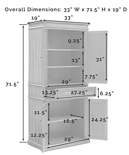 Crosley Furniture Parsons Traditional Pantry Storage Cabinet with Shelves, Kitchen, Dining, or Laundry Room, Vintage Mahogany