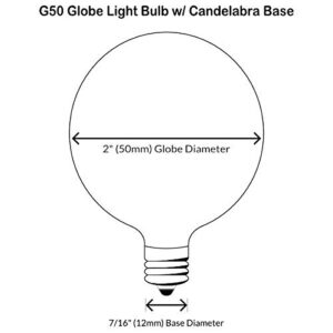 Sival G50 Globe Light Bulb, 7 Watts, Candelabra (E12) Base, 2" Diameter, Pack of 25 (G16-1/2), Clear