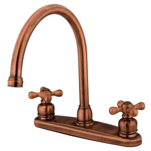 kingston brass kb726axls vintage 8" centerset kitchen faucet, antique copper