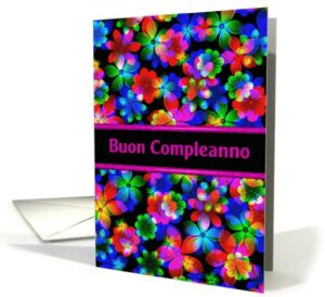 valxart two italian happy birthday 3d flowers (buon compleanno) birthday card, blank inside