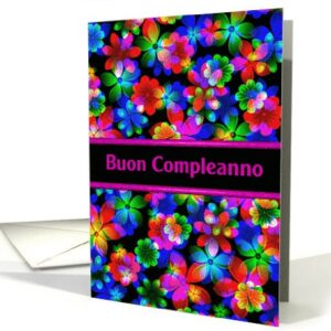 ValxArt Two Italian Happy Birthday 3D Flowers (Buon Compleanno) Birthday Card, Blank Inside