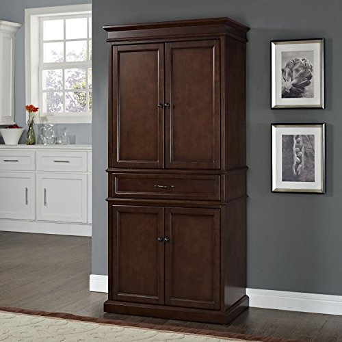 Crosley Furniture Parsons Traditional Pantry Storage Cabinet with Shelves, Kitchen, Dining, or Laundry Room, Vintage Mahogany