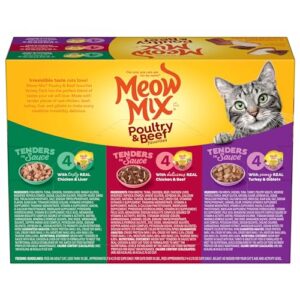 Meow Mix Tenders in Sauce Wet Cat Food, Poultry & Beef Variety Pack, 2.75 Ounce Cup (Pack of 48)