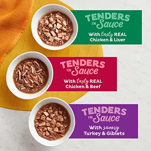 Meow Mix Tenders in Sauce Wet Cat Food, Poultry & Beef Variety Pack, 2.75 Ounce Cup (Pack of 48)