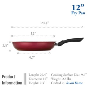 TeChef - Color Pan 12" Frying Pan, Coated with New Safe Teflon Select - Color Collection/Non-Stick Coating (PFOA Free) / (Aubergine Purple)